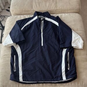 Footjoy FJ Men's Golf Navy and White Windbreaker Short Sleeve Pullover Size Lg